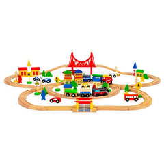 Eco Toys drveni set Železnica na baterije sa 90 elemenata 665