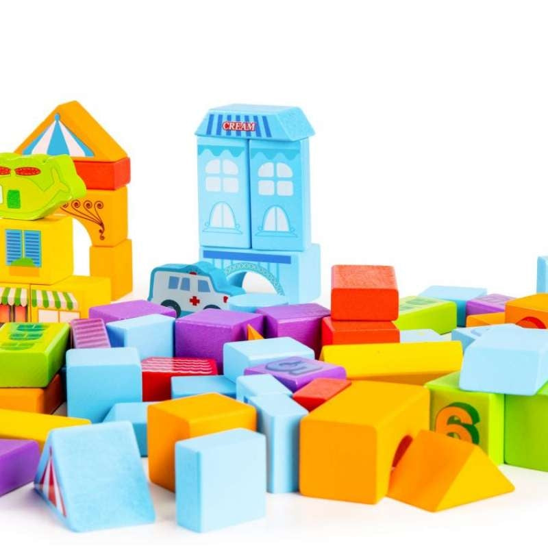 Eco Toys edukativne drvene kocke City 100 delova
