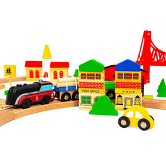 Eco Toys drveni set Železnica na baterije sa 90 elemenata 665