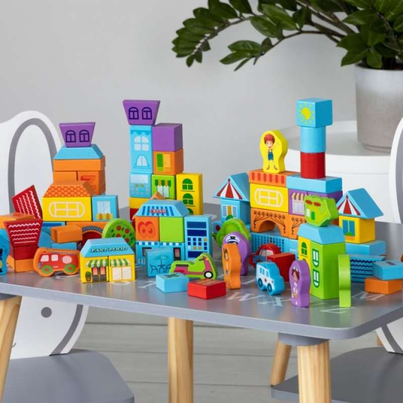 Eco Toys edukativne drvene kocke City 100 delova