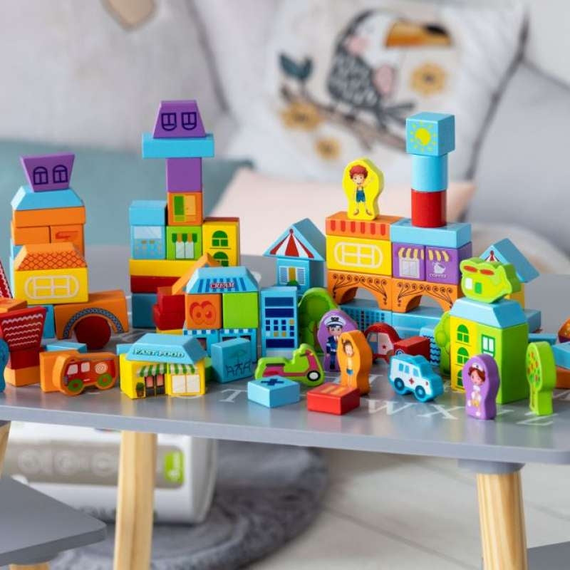 Eco Toys edukativne drvene kocke City 100 delova