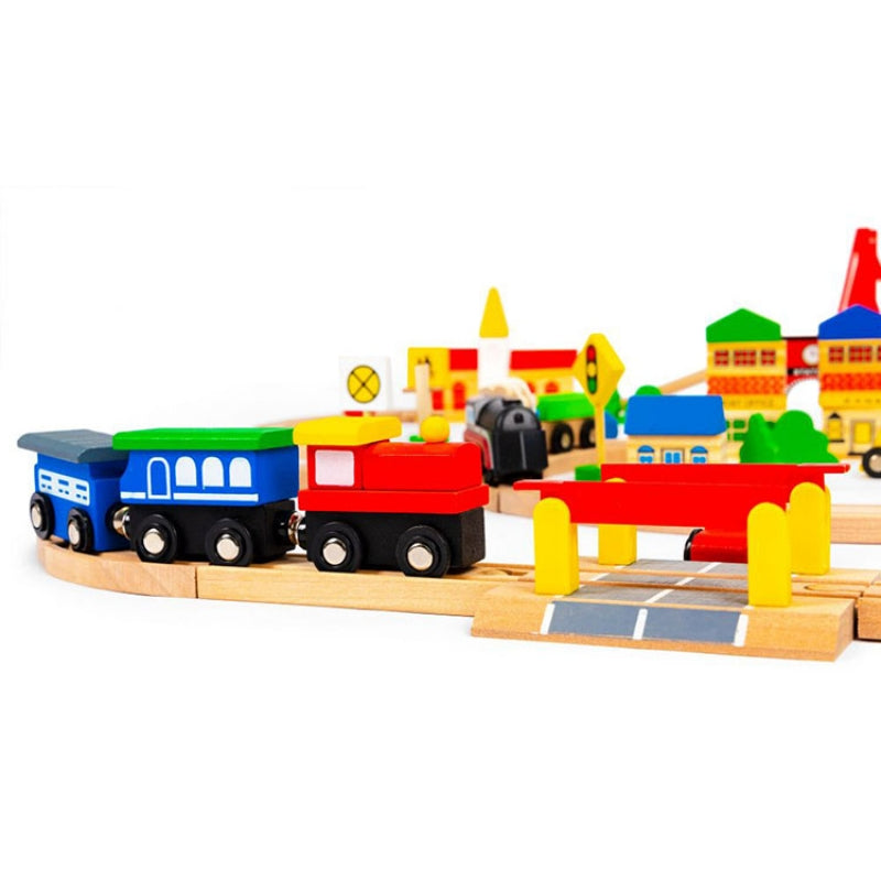 Eco Toys drveni set Železnica na baterije sa 90 elemenata 665