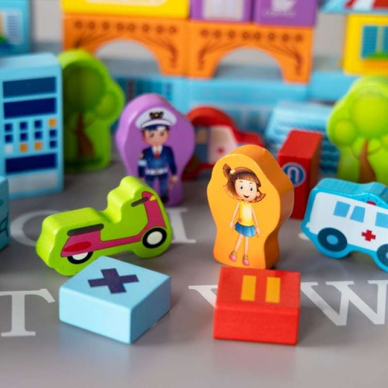 Eco Toys edukativne drvene kocke City 100 delova