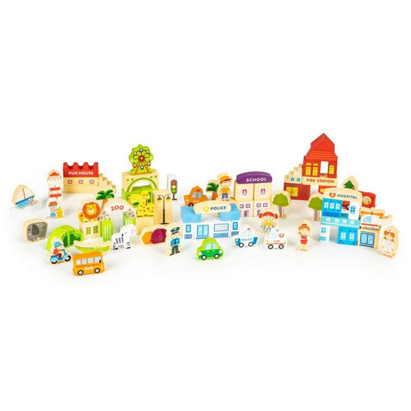 Eco Toys drvene edukativne kocke City Zoo 120 delova