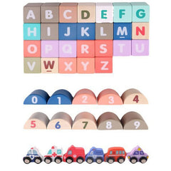 Eco Toys drvene edukativne kocke City sa podlogom 115 delova