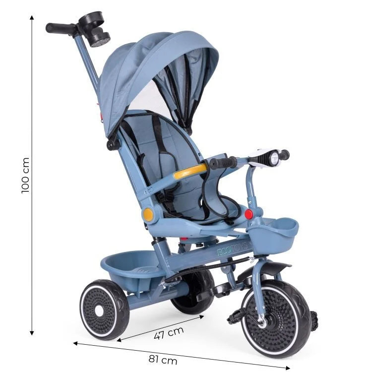 2u1 tricikl sa rotirajućim sedištem i sklopivom tendom Blue, ECOTOYS
