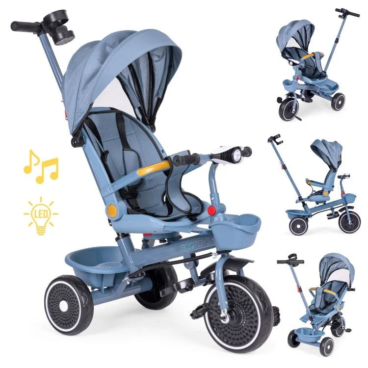 2u1 tricikl sa rotirajućim sedištem i sklopivom tendom Blue, ECOTOYS