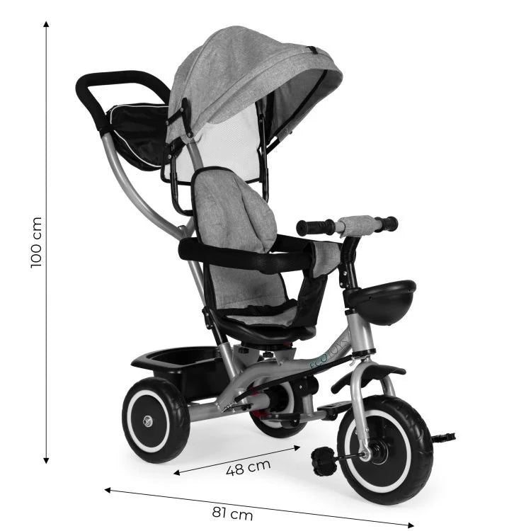 2u1 tricikl sa rotirajućim sedištem i sklopivom tendom Gray, ECOTOYS