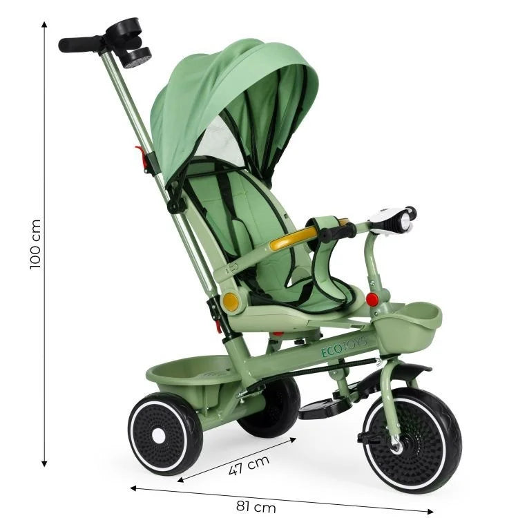 2u1 tricikl sa rotirajućim sedištem i sklopivom tendom Green, ECOTOYS