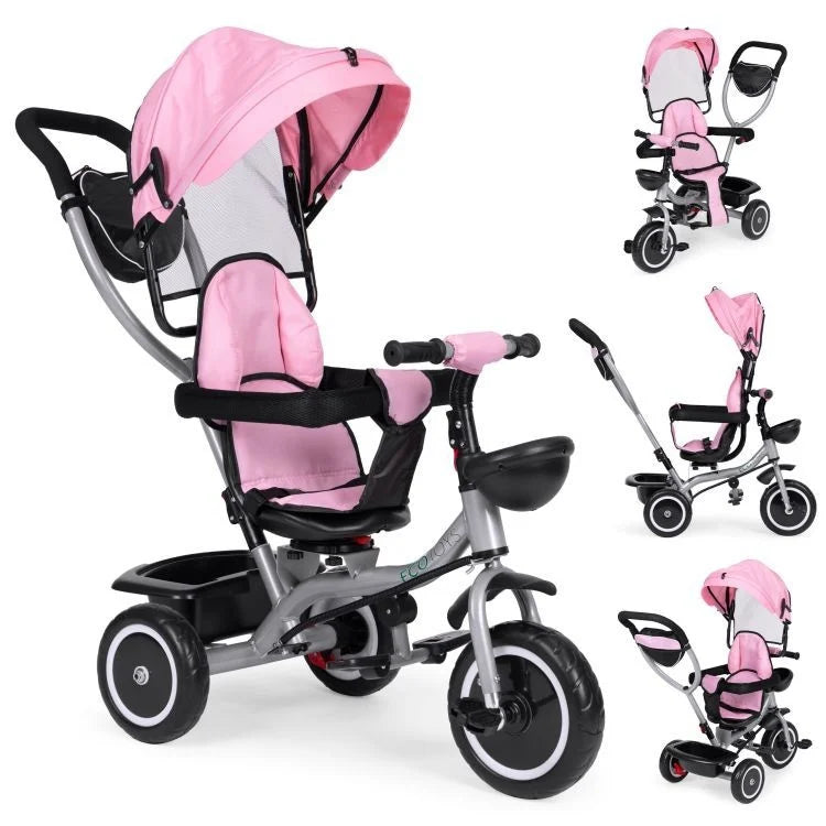 2u1 tricikl sa rotirajućim sedištem i sklopivom tendom Pink, ECOTOYS