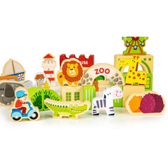 Eco Toys drvene edukativne kocke City Zoo 120 delova