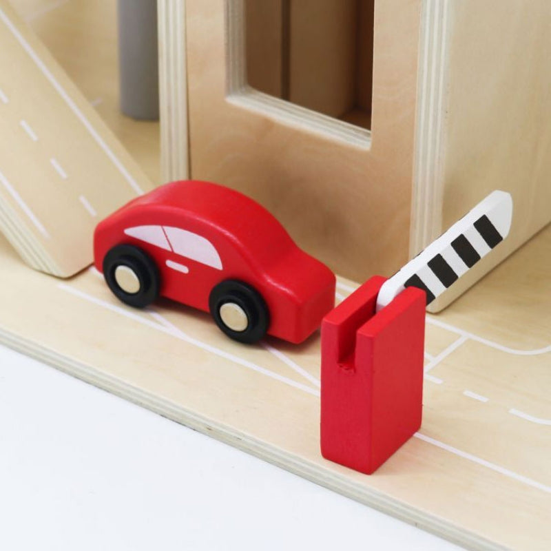Eco Toys velika drvena garaža sa parkingom i liftom sa automobilima 047