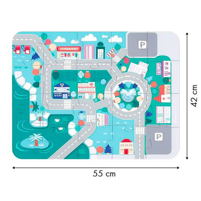 Eco Toys drvene edukativne kocke City sa podlogom 115 delova