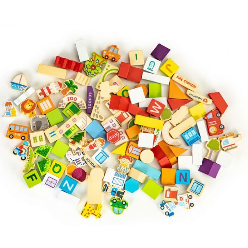 Eco Toys drvene edukativne kocke City Zoo 120 delova