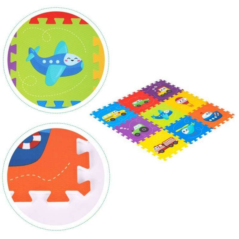 Eco Toys podloga za igru Puzzle Vehicles 9 elemenata 86x86cm iPlay 0392