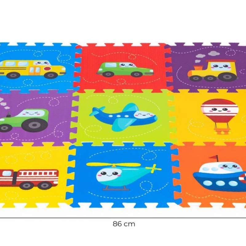 Eco Toys podloga za igru Puzzle Vehicles 9 elemenata 86x86cm iPlay 0392