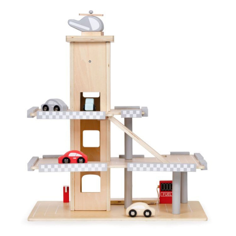 Eco Toys velika drvena garaža sa parkingom i liftom sa automobilima 047