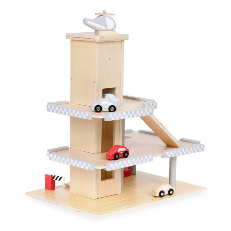 Eco Toys velika drvena garaža sa parkingom i liftom sa automobilima 047