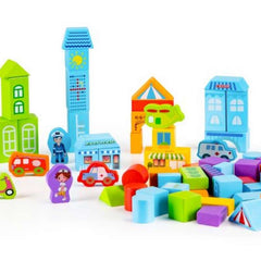 Eco Toys edukativne drvene kocke City 100 delova