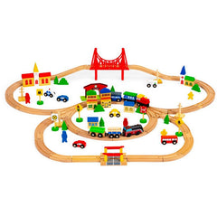 Eco Toys drveni set Železnica na baterije sa 90 elemenata 665