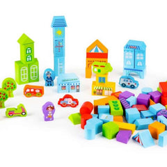Eco Toys edukativne drvene kocke City 100 delova