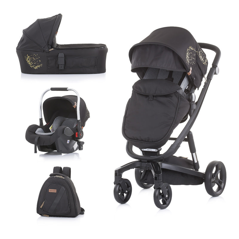 3u1 Kolica za bebe Chipolino Electra - Black/gold (Crna/zlatna)