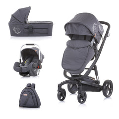 3u1 Kolica za bebe Chipolino Electra - Black/silver (Crna/srebrna)