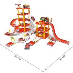 Eco Toys igračka Velika parking garaža vatrogasna stanica, 4 nivoa, benzinska pumpa, 100 elemenata