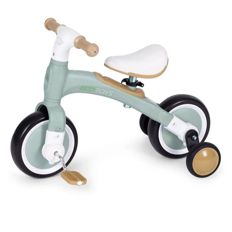 Ecotoys balans bicikl sa pedalama i pomoćnim točkovima 3u1 green