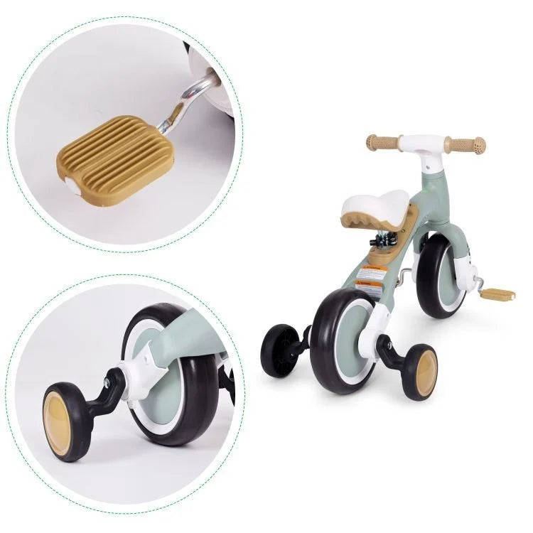 Ecotoys balans bicikl sa pedalama i pomoćnim točkovima 3u1 green