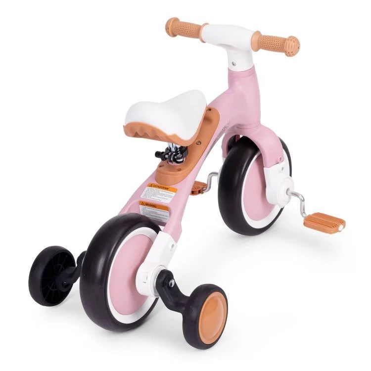 Ecotoys balans bicikl sa pedalama i pomoćnim točkovima 3u1 pink
