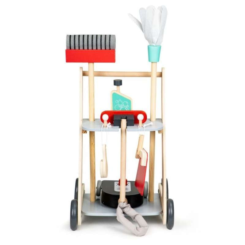 Eco Toys drveni set za čišćenje sa kolicima i usisivačem XXL 4401