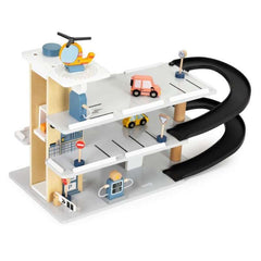 Eco Toys velika drvena garaža parking sa liftom i auto perionicom 1088