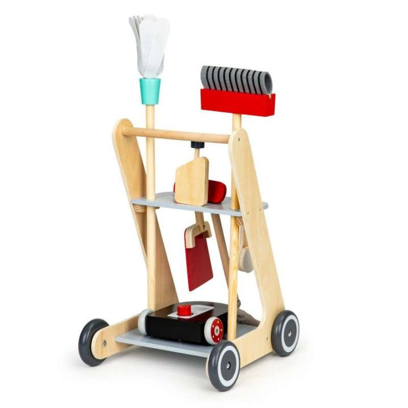 Eco Toys drveni set za čišćenje sa kolicima i usisivačem XXL 4401