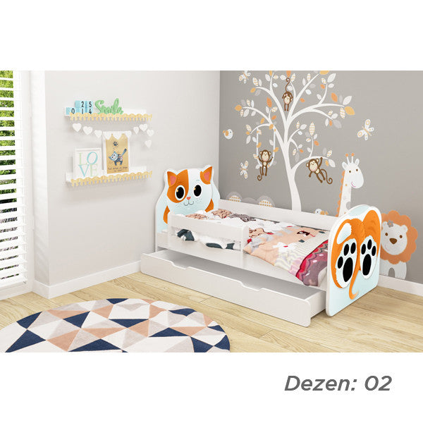 KREVET ZA DECU ANIMALS 140X70 CM SA DODATNOM FIOKOM WHITE ACMA VII 02