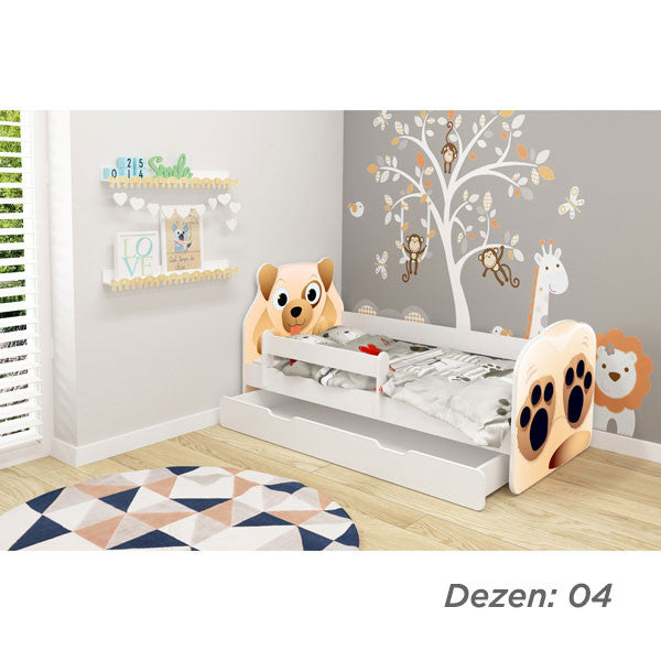 KREVET ZA DECU ANIMALS 160X80 CM SA DODATNOM FIOKOM WHITE ACMA VII 04