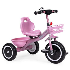Tricikl sa neklizajućim rukohvatima, zvoncem i korpom, Pink, ECOTOYS