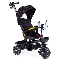 Tricikl za decu sa rotirajućim sedištem, gurajućim rukohvatom i tendom black, ECOTOYS